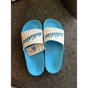 Adidas Adilette Shower Womens  White/Blue Rush Met/Sky Rush  Size  USA 7